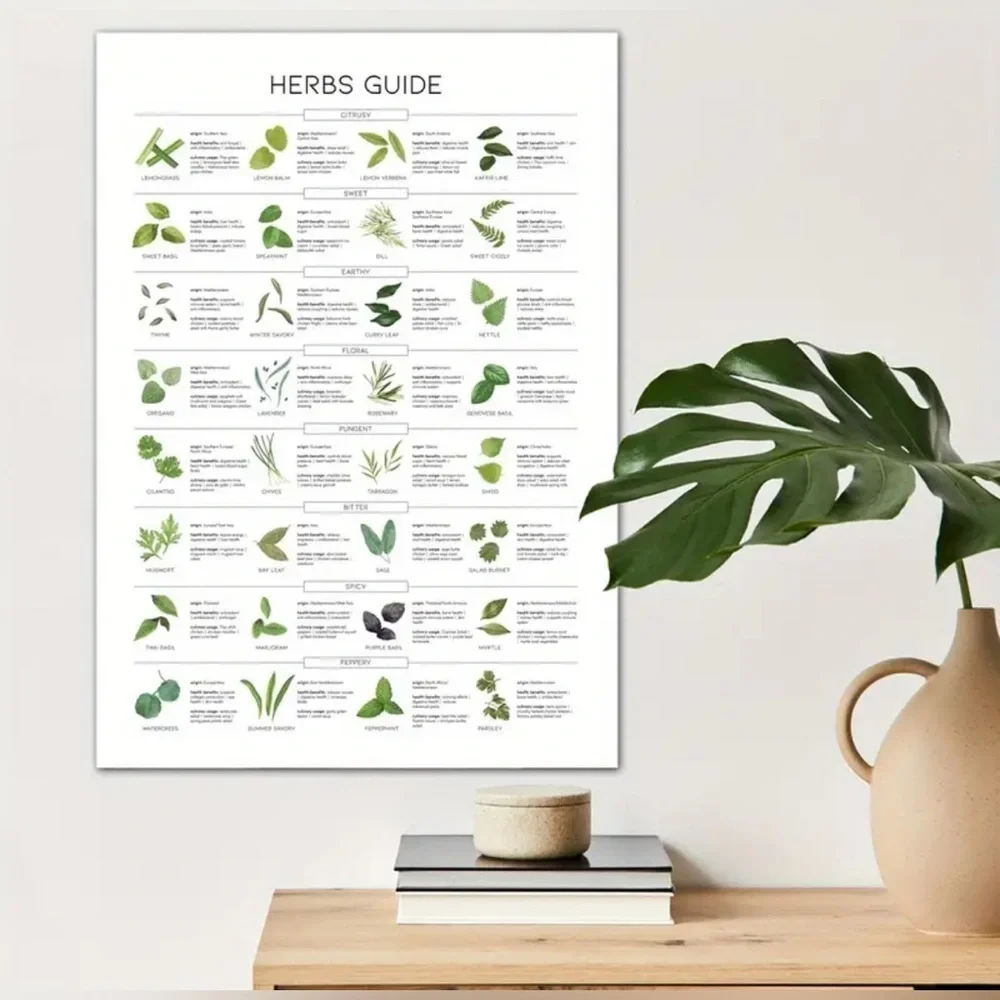 Educational Culinary Herbs Guide Canvas Print unframed ✨✨💕